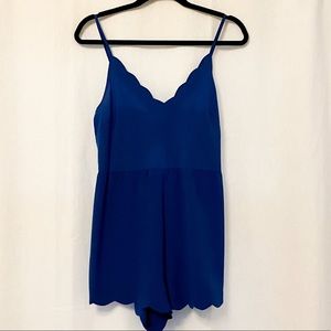 Lush Blue Scallop Edged Strappy Romper